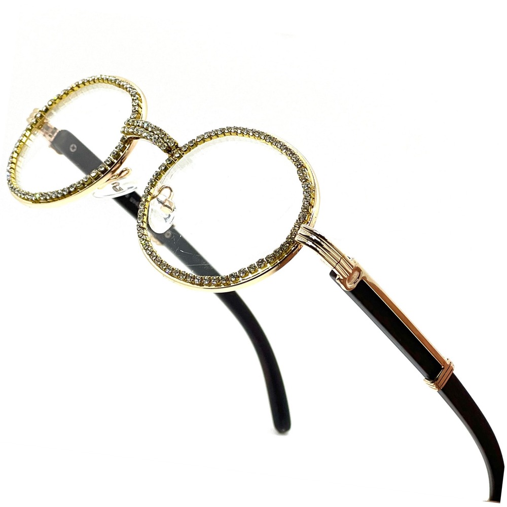 Luxury Glasses Men's Fashion Eyeglasses Hip Hop Frames‎ Gold Clear Lens Trendy